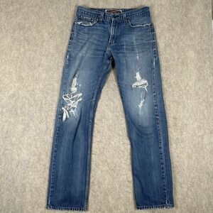 Men's 2000's Levi's 514 Slim Straight Leg  Medium Wash Distressed Jeans 34x34